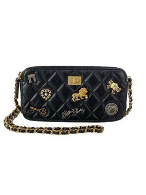 Chanel Wallet Black Chain Vintage Gold Shoulder Bag
